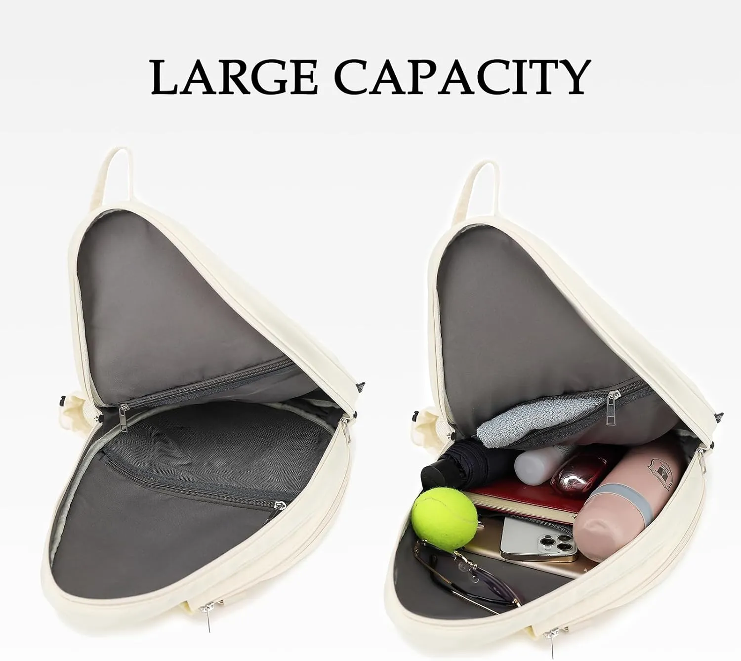 Rejolly Tennis Racket Sling Bag for Women Men Quilted Water Resistant Racquet Cover One Shoulder Crossbody Bag for 2 Tennis Rackets, Pickleball Paddles, Badminton Racquet