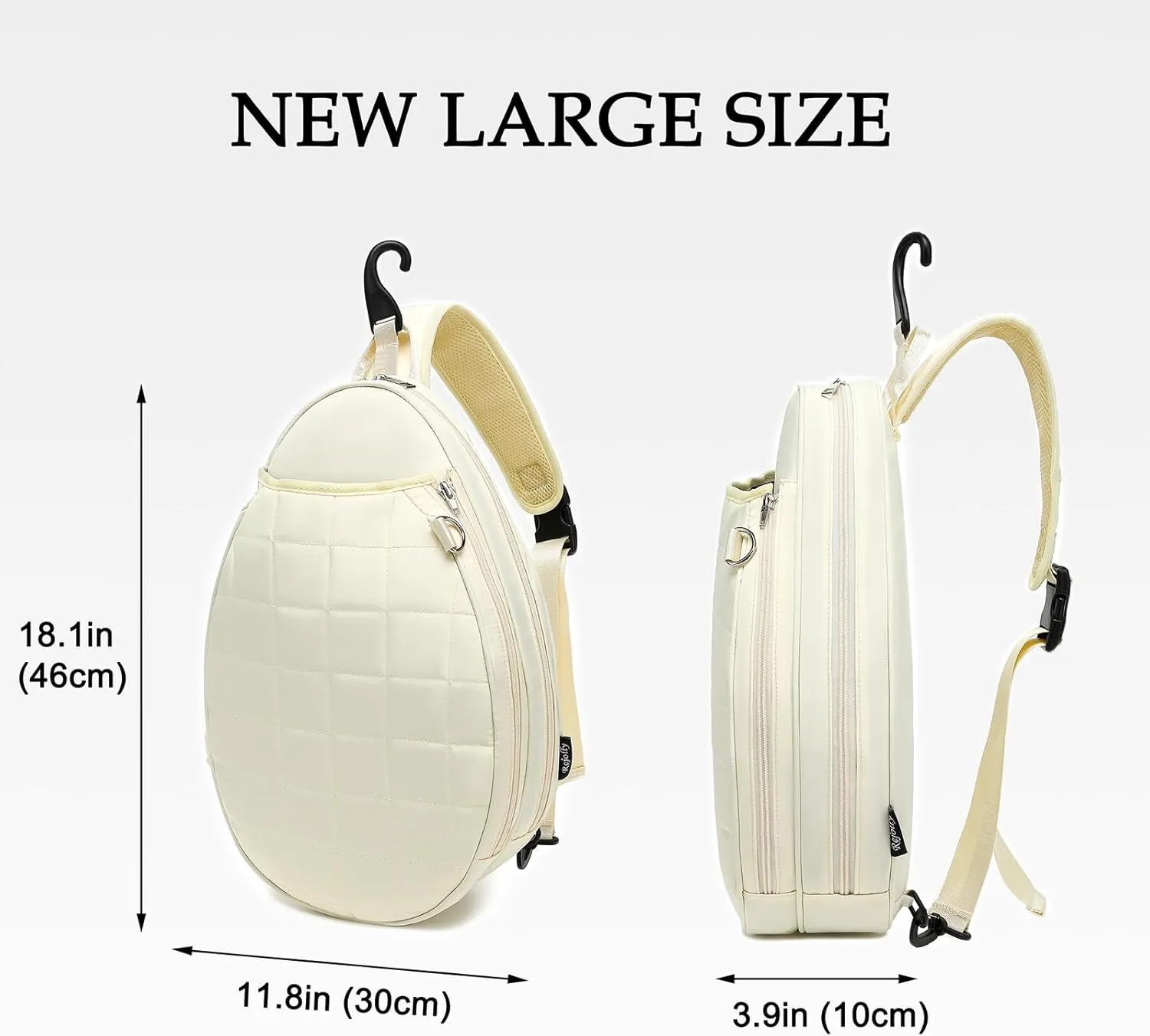 Rejolly Tennis Racket Sling Bag for Women Men Quilted Water Resistant Racquet Cover One Shoulder Crossbody Bag for 2 Tennis Rackets, Pickleball Paddles, Badminton Racquet