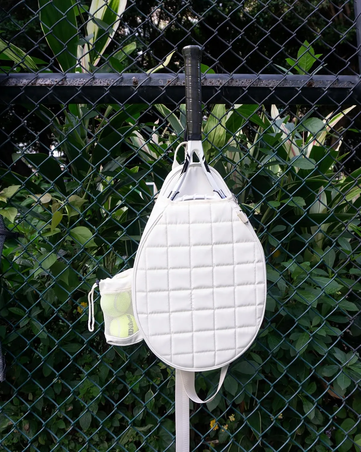 Rejolly Tennis Racket Sling Bag for Women Men Quilted Water Resistant Racquet Cover One Shoulder Crossbody Bag for 2 Tennis Rackets, Pickleball Paddles, Badminton Racquet