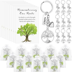 Remuuly 20 Sets Family Reunion Decoration Tree Keychain Bulk with Cards and Organza Bags Family Reunion Gifts