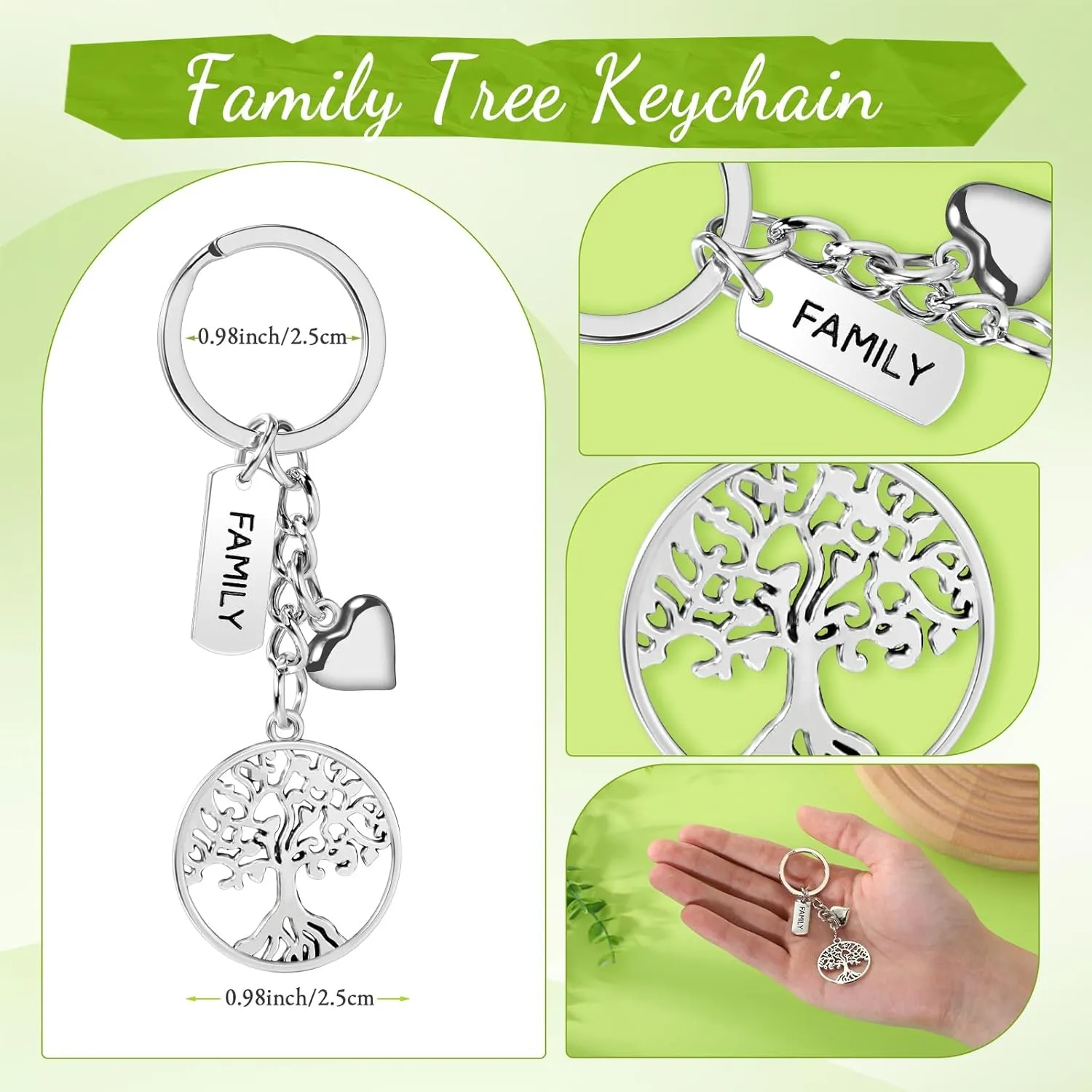 Remuuly 20 Sets Family Reunion Decoration Tree Keychain Bulk with Cards and Organza Bags Family Reunion Gifts