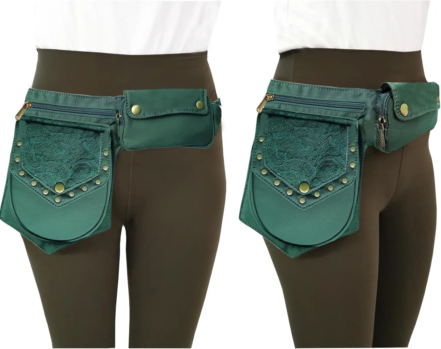 Renaissance Lace Waist Bag for Women - Green