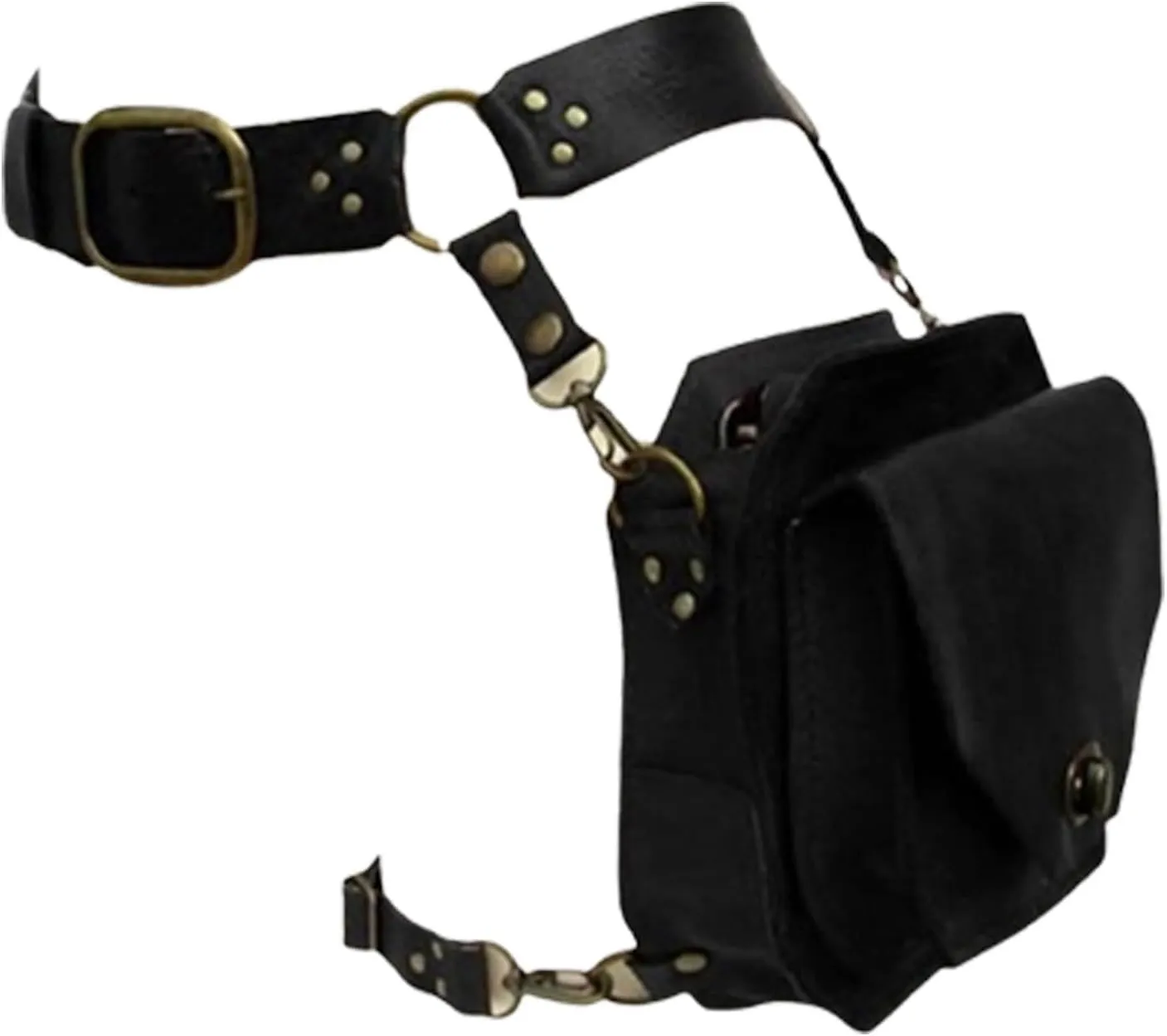 Renaissance Medieval Belt Satchel Pouch Bag, Renaissance Thigh Drop Leg Bag, Drop Leg Pouch, Women's Portable PU Leather Outdoor Riding Cross-Leg Bag, For Motorcycles (Black)