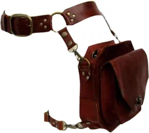 Renaissance Medieval Belt Satchel Pouch Bag, Renaissance Thigh Drop Leg Bag, Drop Leg Pouch, Women's Portable PU Leather Outdoor Riding Cross-Leg Bag, For Motorcycles (Brown)