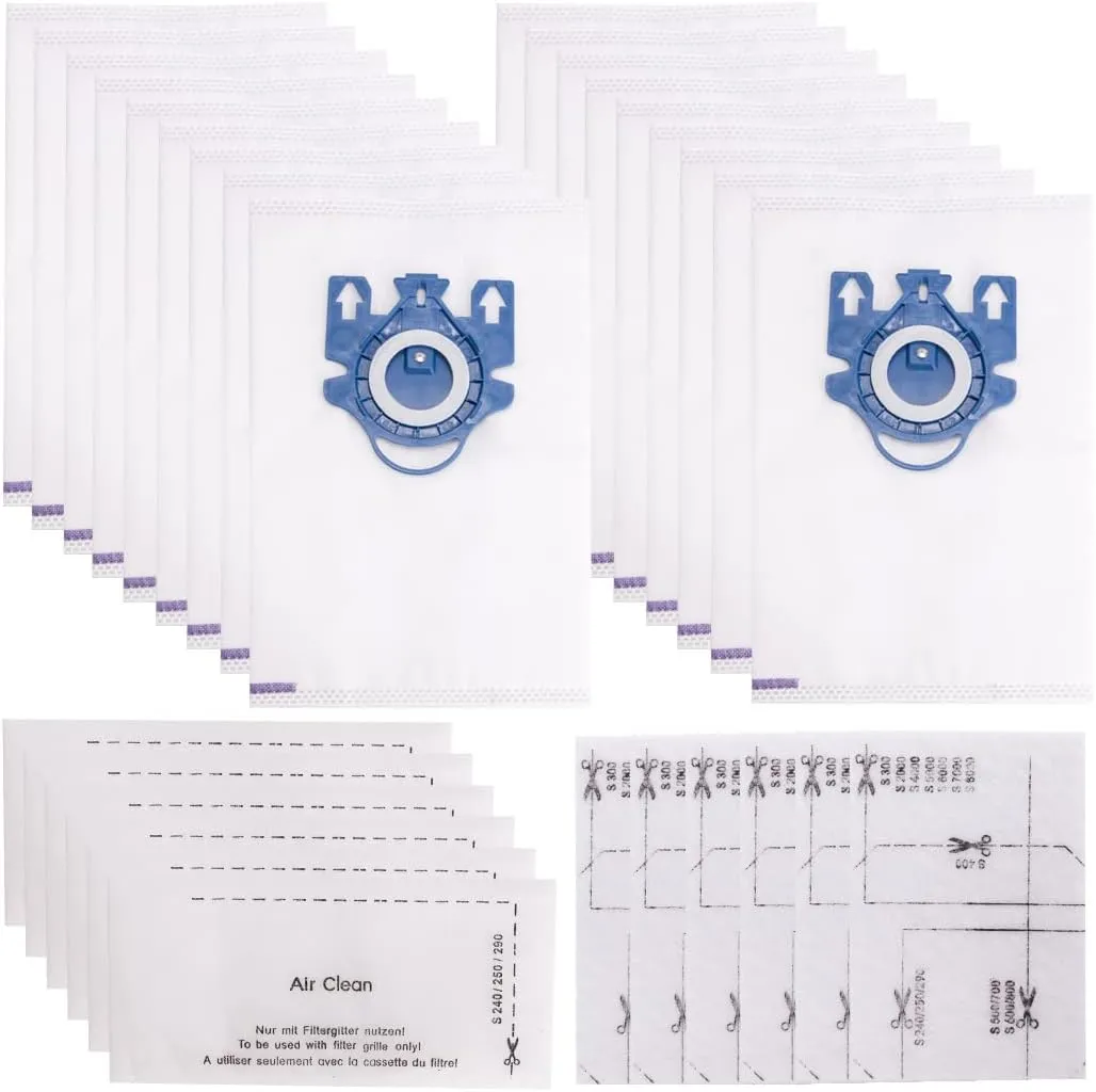 Replacement Miele Vacuum Bags For Miele 3D GN Efficiency Bags, Compatible with Miele Classic C1, Complete C1 C2 C3, S227/S240, S270, S400, S2, S5, S8 Series (18 bags 6 filters)