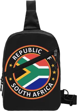 Republic of South Africa Crossbody Bag Portable Sling Bags Foldable Chest Daypack Reusable Sports Shoulder Backpack Diagonally Casual Rucksack Travel Bag