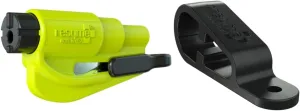 resqme and Dashboard Clip Pack The Original Emergency Keychain Car Escape Tool, 2-in-1 Seatbelt Cutter and Window Breaker, Made in USA - Yellow