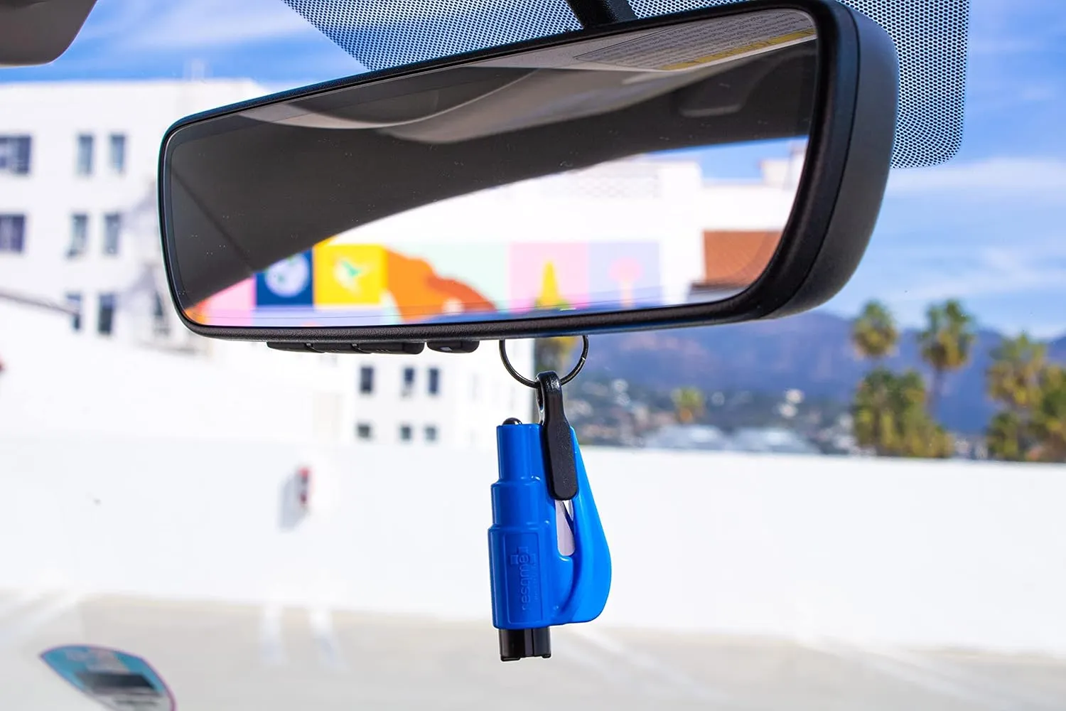 RESQME The Original Emergency Keychain Car Escape Tool, 2-in-1 Seatbelt Cutter and Window Breaker, Made in USA, Pack of 2, Blue, Yellow - Compact Emergency Hammer