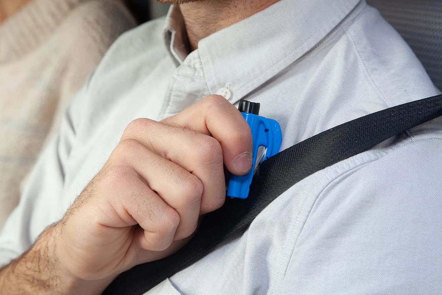RESQME The Original Emergency Keychain Car Escape Tool, 2-in-1 Seatbelt Cutter and Window Breaker, Made in USA, Pack of 2, Blue, Yellow - Compact Emergency Hammer