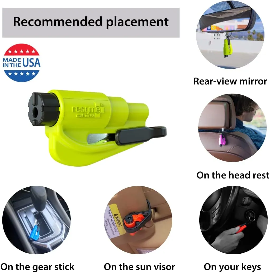 resqme The Original Emergency Keychain Car Escape Tool, 2-in-1 Seatbelt Cutter and Window Breaker, Made in USA, Pack of 6, Yellow, Black - Compact Emergency Hammer