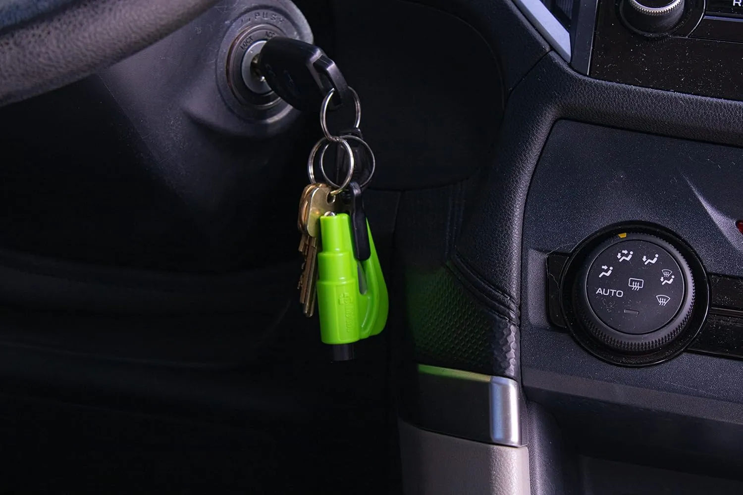 resqme The Original Emergency Keychain Car Escape Tool, 2-in-1 Seatbelt Cutter and Window Breaker, Made in USA, Pack of 6, Yellow, Black - Compact Emergency Hammer