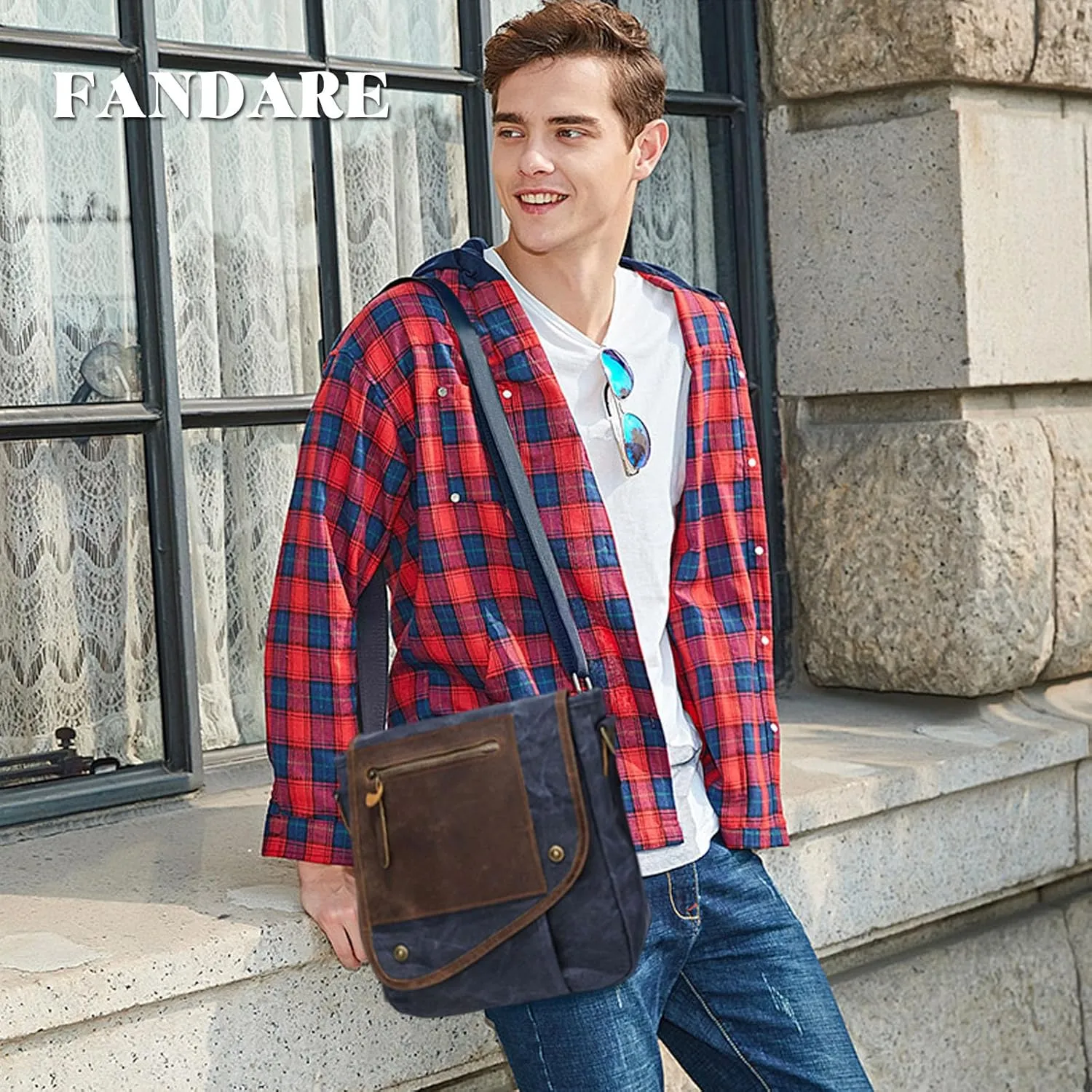 Retro Men's Shoulder Bags Canvas man bags for men Crossbody Bag Messenger Bags for Men Women Cover Pack Work Professional Business Office Travel Satchel Bag Blue
