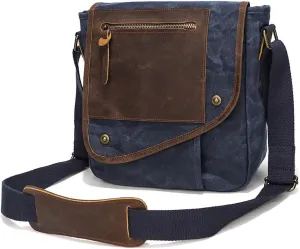 Retro Men's Shoulder Bags Canvas man bags for men Crossbody Bag Messenger Bags for Men Women Cover Pack Work Professional Business Office Travel Satchel Bag Blue