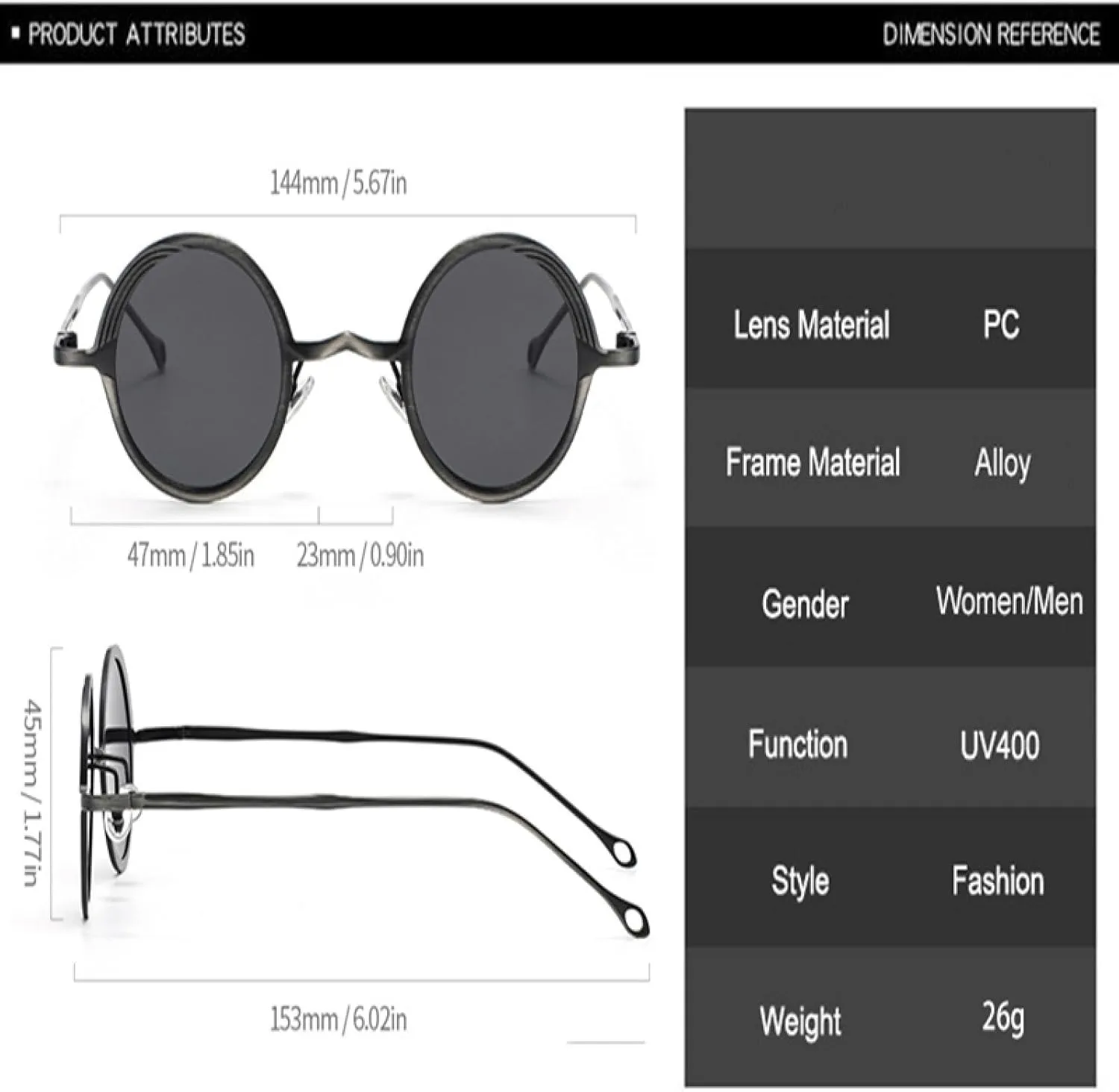 Retro Metal Small Round Punk Men Sunglasses Fashion Uv400