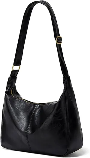Retro Shoulder Bags for Women Vegan Leather Tote Handbags Slouchy Large Crossbody Bag with Adjustable Strap