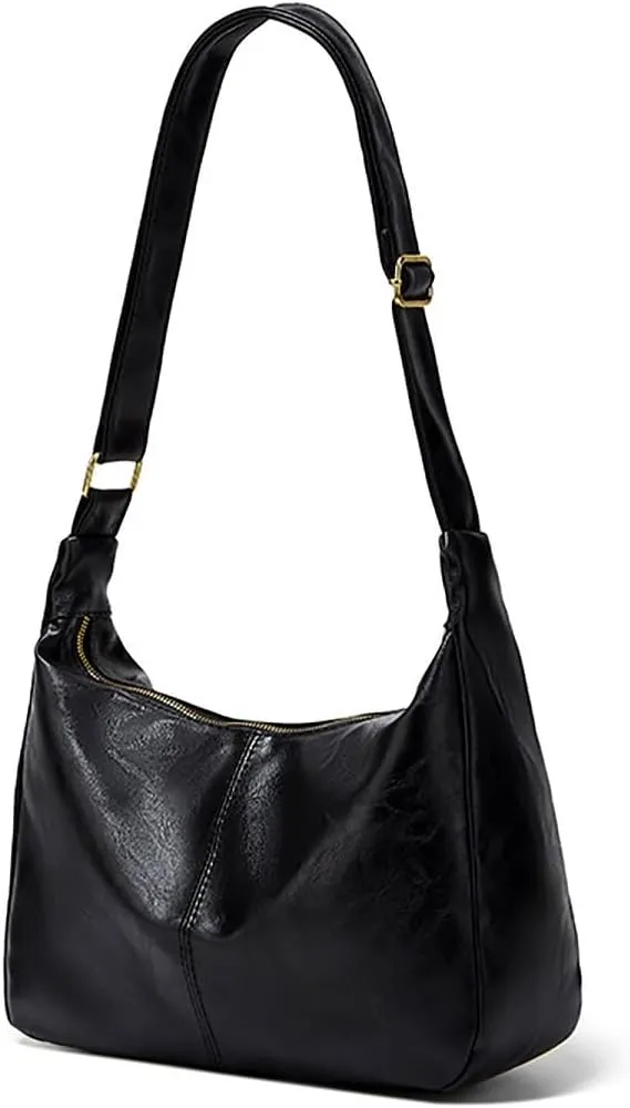 Retro Shoulder Bags for Women Vegan Leather Tote Handbags Slouchy Large Crossbody Bag with Adjustable Strap