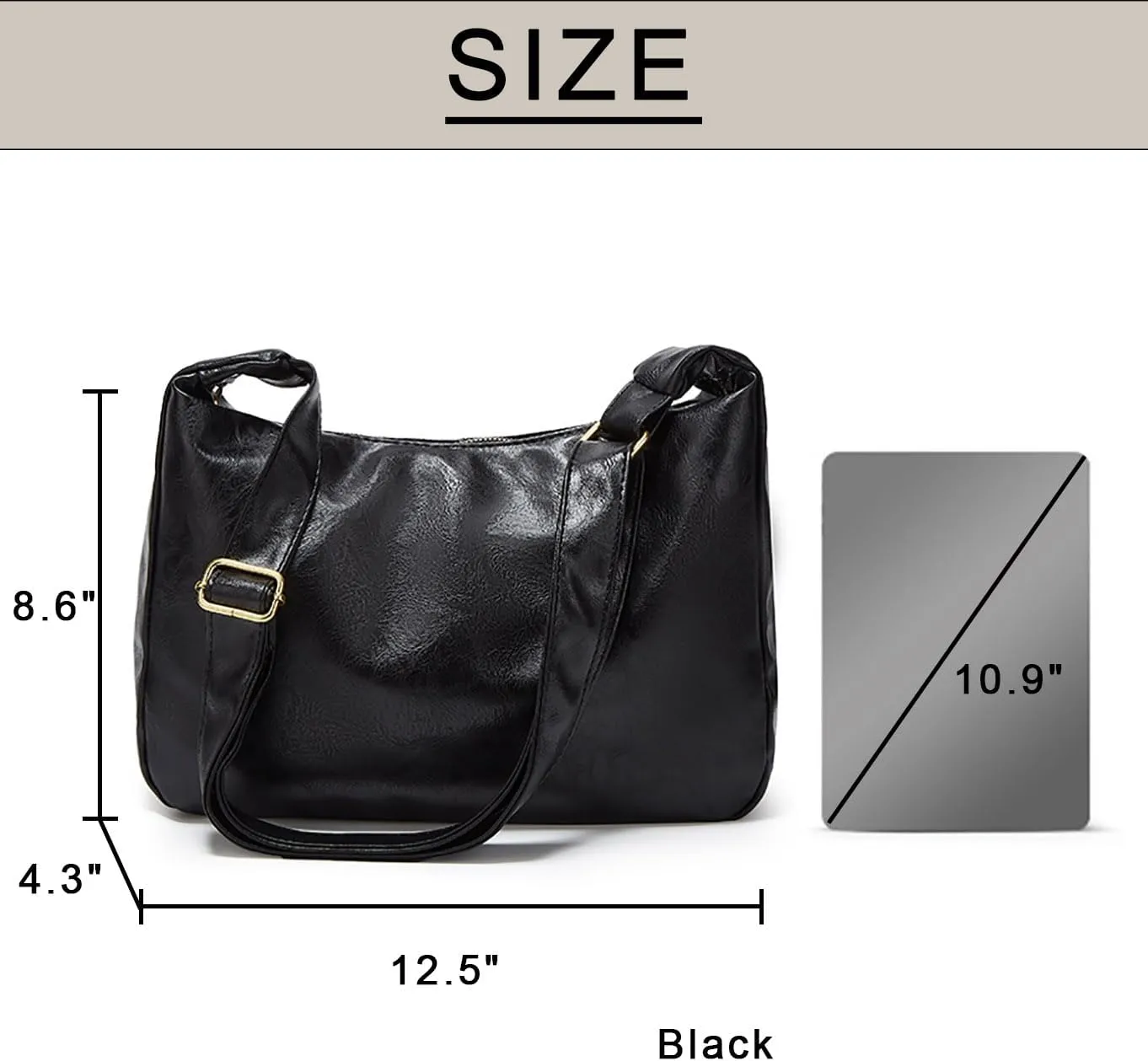 Retro Shoulder Bags for Women Vegan Leather Tote Handbags Slouchy Large Crossbody Bag with Adjustable Strap