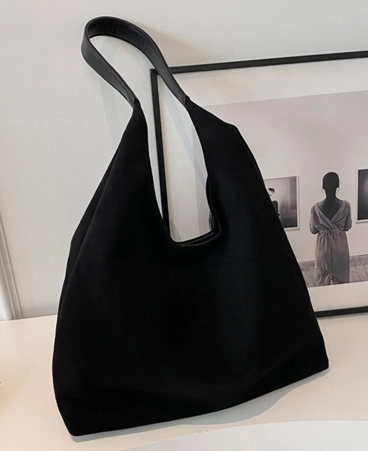 Retro Slouchy Suede Tote Bags for Women Top Handle Large Hobo Bag Fall Winter Shoulder Handbags, Black