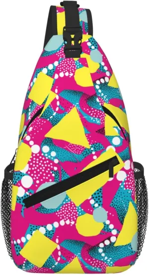 Retro Stylish 80s Style Sling Shoulder Bag Backpack Adjustable Crossbody Bag Chest Bag Daypack For Men Women Hiking Travel