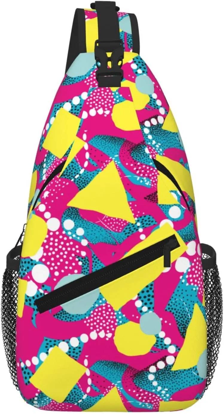 Retro Stylish 80s Style Sling Shoulder Bag Backpack Adjustable Crossbody Bag Chest Bag Daypack For Men Women Hiking Travel