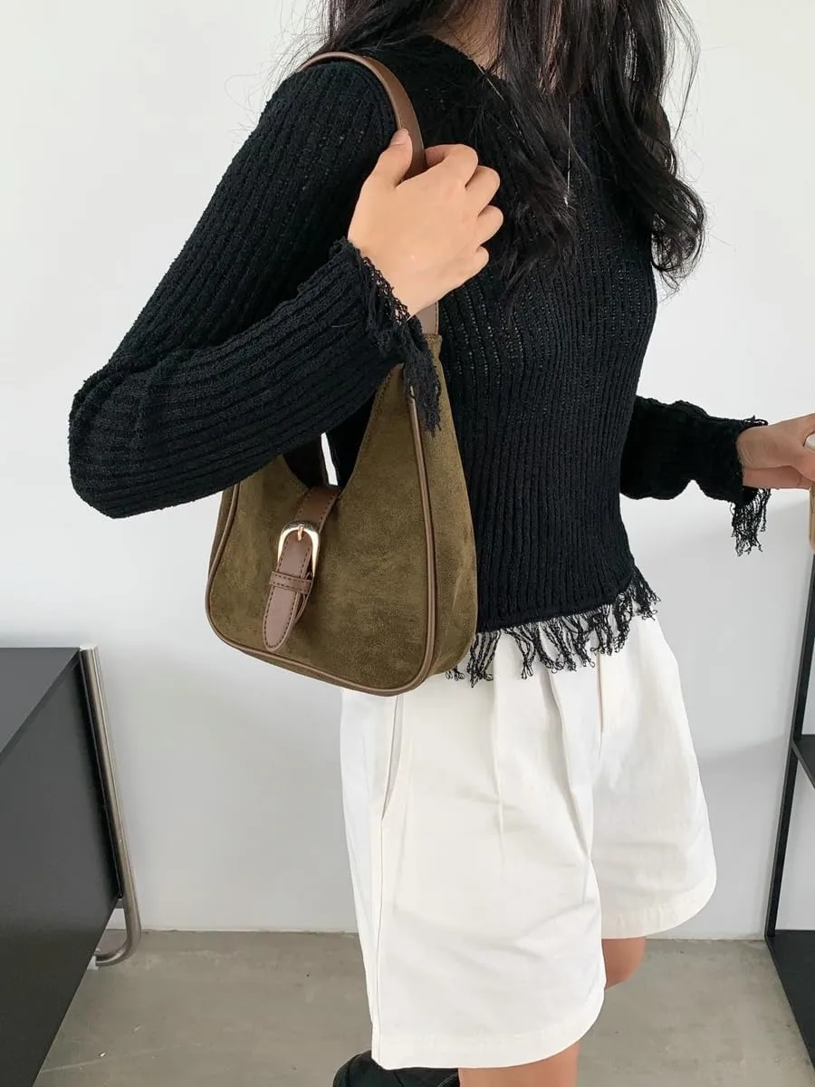 Retro Suede Shoulder Bag For Women Underarm Bag Winter Women's Hobo Bag Purse Tote Bag Commuter Handbag