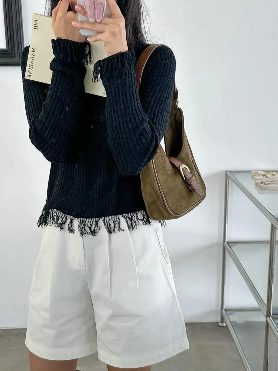 Retro Suede Shoulder Bag For Women Underarm Bag Winter Women's Hobo Bag Purse Tote Bag Commuter Handbag