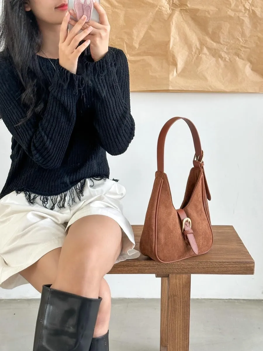Retro Suede Shoulder Bag For Women Underarm Bag Winter Women's Hobo Bag Purse Tote Bag Commuter Handbag