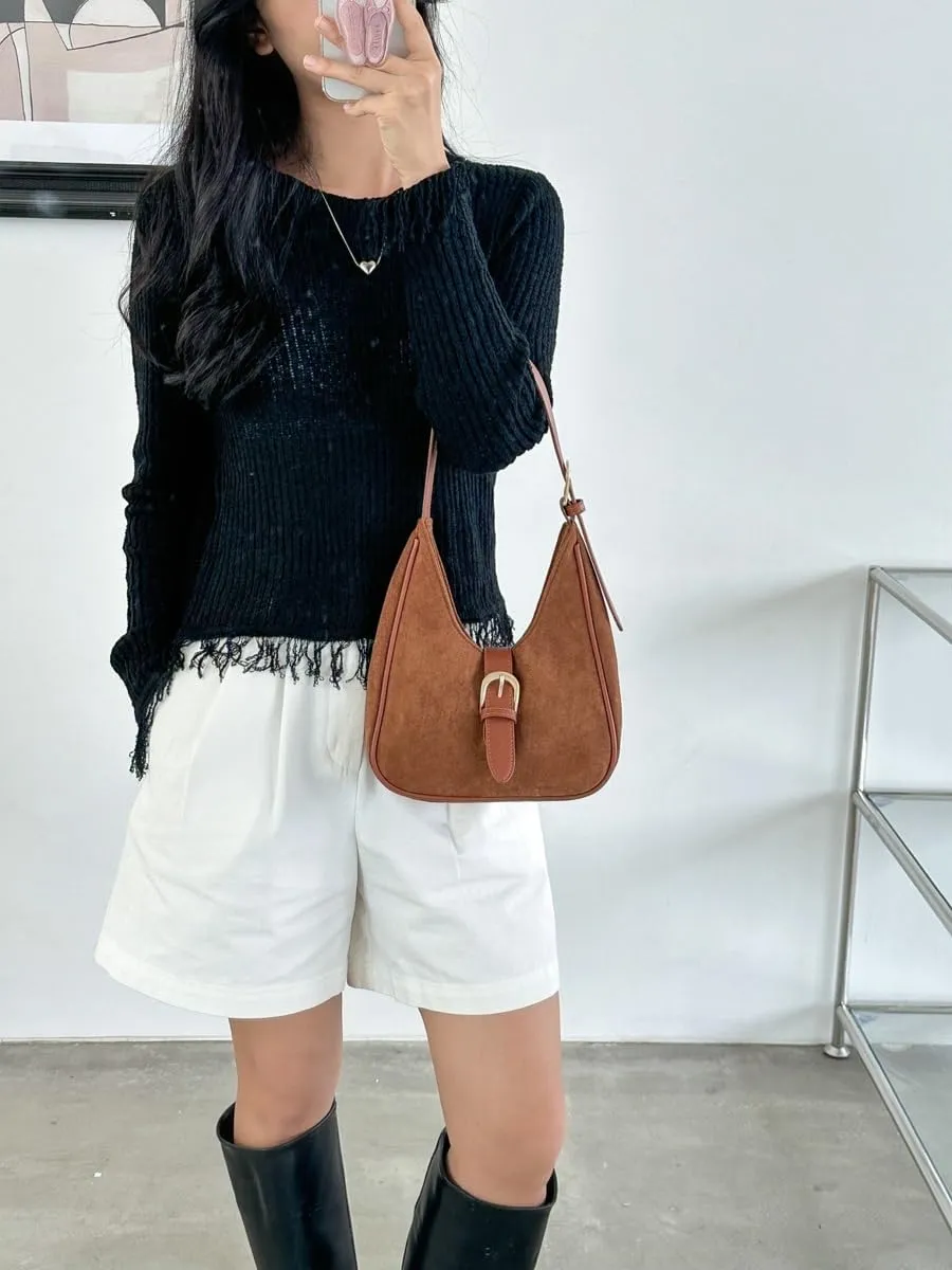 Retro Suede Shoulder Bag For Women Underarm Bag Winter Women's Hobo Bag Purse Tote Bag Commuter Handbag