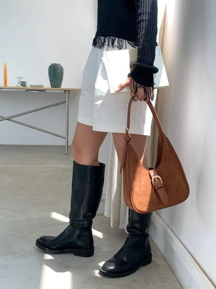 Retro Suede Shoulder Bag For Women Underarm Bag Winter Women's Hobo Bag Purse Tote Bag Commuter Handbag