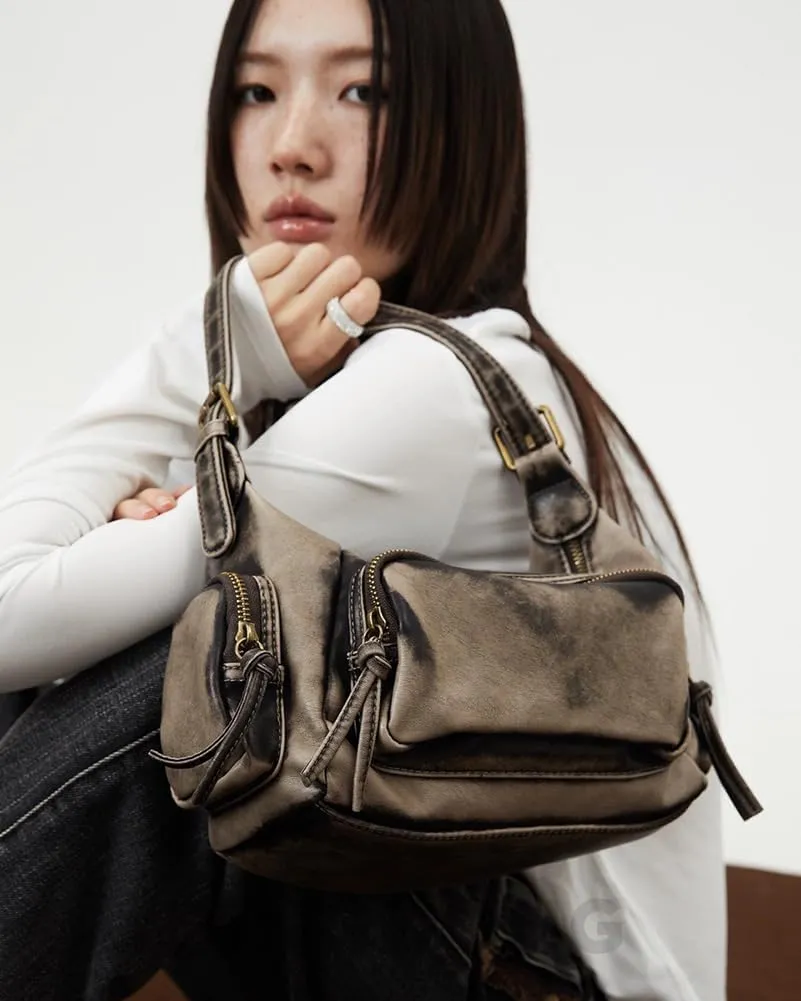 Retro Vegan Leather Tote Bag for Women Y2k Shoulder Crossbody Purse Top Handle Satchel Multiple Pockets Handbag