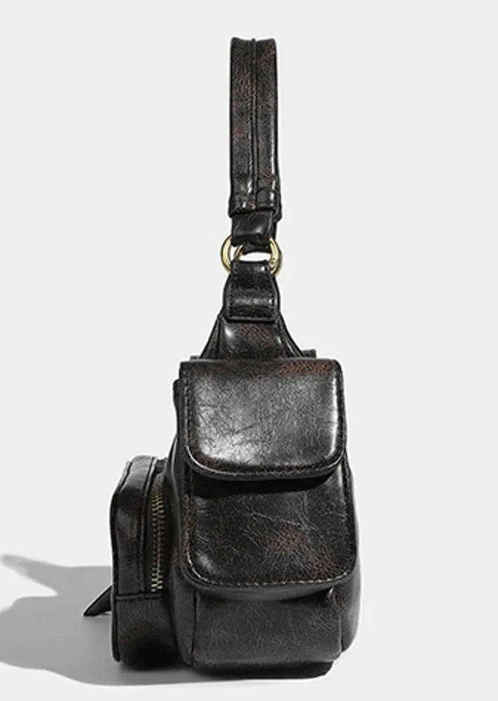 Retro Vegan Leather Tote Bag for Women Y2k Shoulder Crossbody Purse Top Handle Satchel Multiple Pockets Handbag
