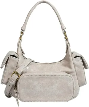 Retro Vegan Leather Tote Bag for Women Y2k Shoulder Crossbody Purse Top Handle Satchel Multiple Pockets Handbag