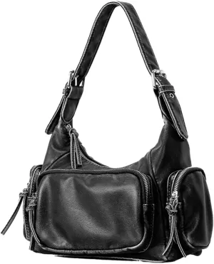 Retro Vegan Leather Tote Bag for Women Y2k Shoulder Crossbody Purse Top Handle Satchel Multiple Pockets Handbag