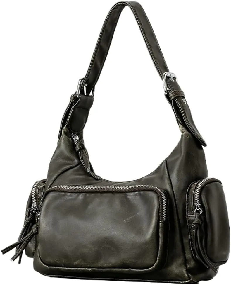 Retro Vegan Leather Tote Bag for Women Y2k Shoulder Crossbody Purse Top Handle Satchel Multiple Pockets Handbag