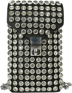 Rhinestone Bags Luxury Full Rhinestone Women Phone Waist Bags Detachable PU Leather Waist Belt Shoe Chain Crossbody Shoulder Bag Pack