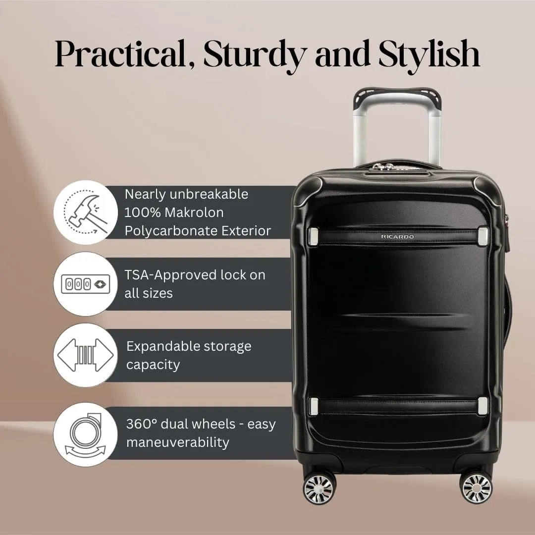 Ricardo Beverly Hills Rodeo Drive 2.0 Hardside 4 Wheel Spinner, TSA Lock, Lightweight Suitcase, Unisex, Stylish, Black, 28-Inch Checked-Large