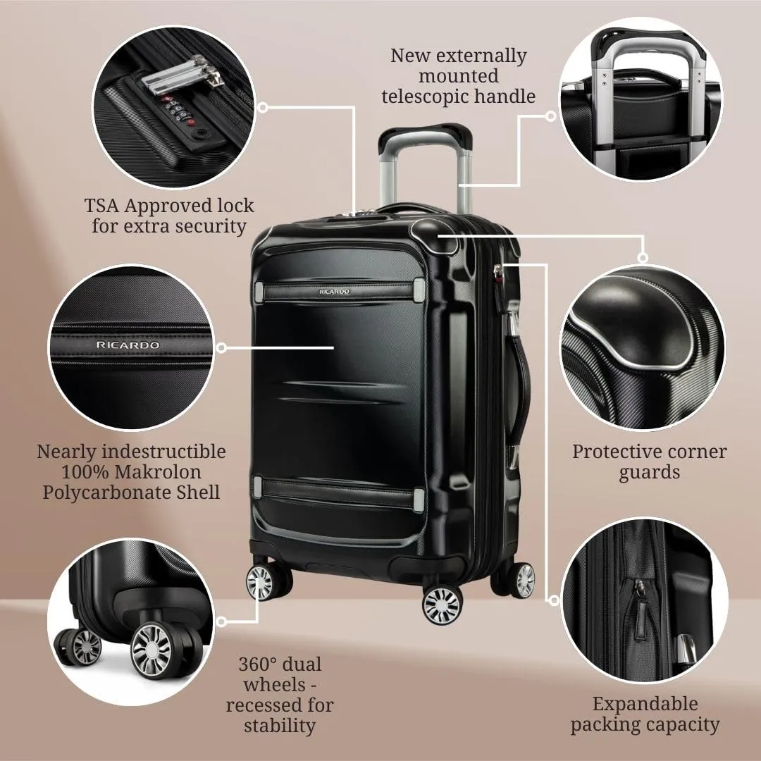 Ricardo Beverly Hills Rodeo Drive 2.0 Hardside 4 Wheel Spinner, TSA Lock, Lightweight Suitcase, Unisex, Stylish, Black, 28-Inch Checked-Large
