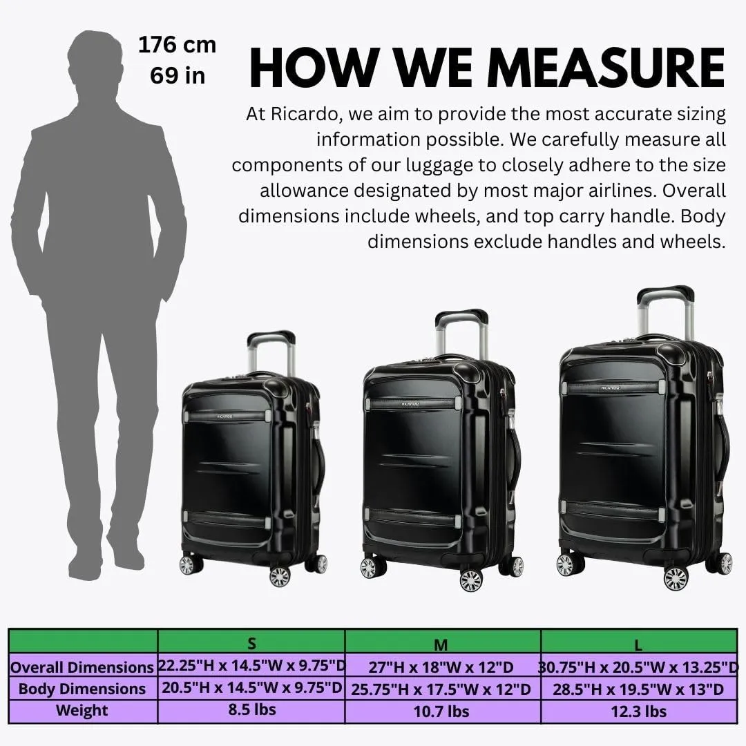 Ricardo Beverly Hills Rodeo Drive 2.0 Hardside 4 Wheel Spinner, TSA Lock, Lightweight Suitcase, Unisex, Stylish, Black, 28-Inch Checked-Large