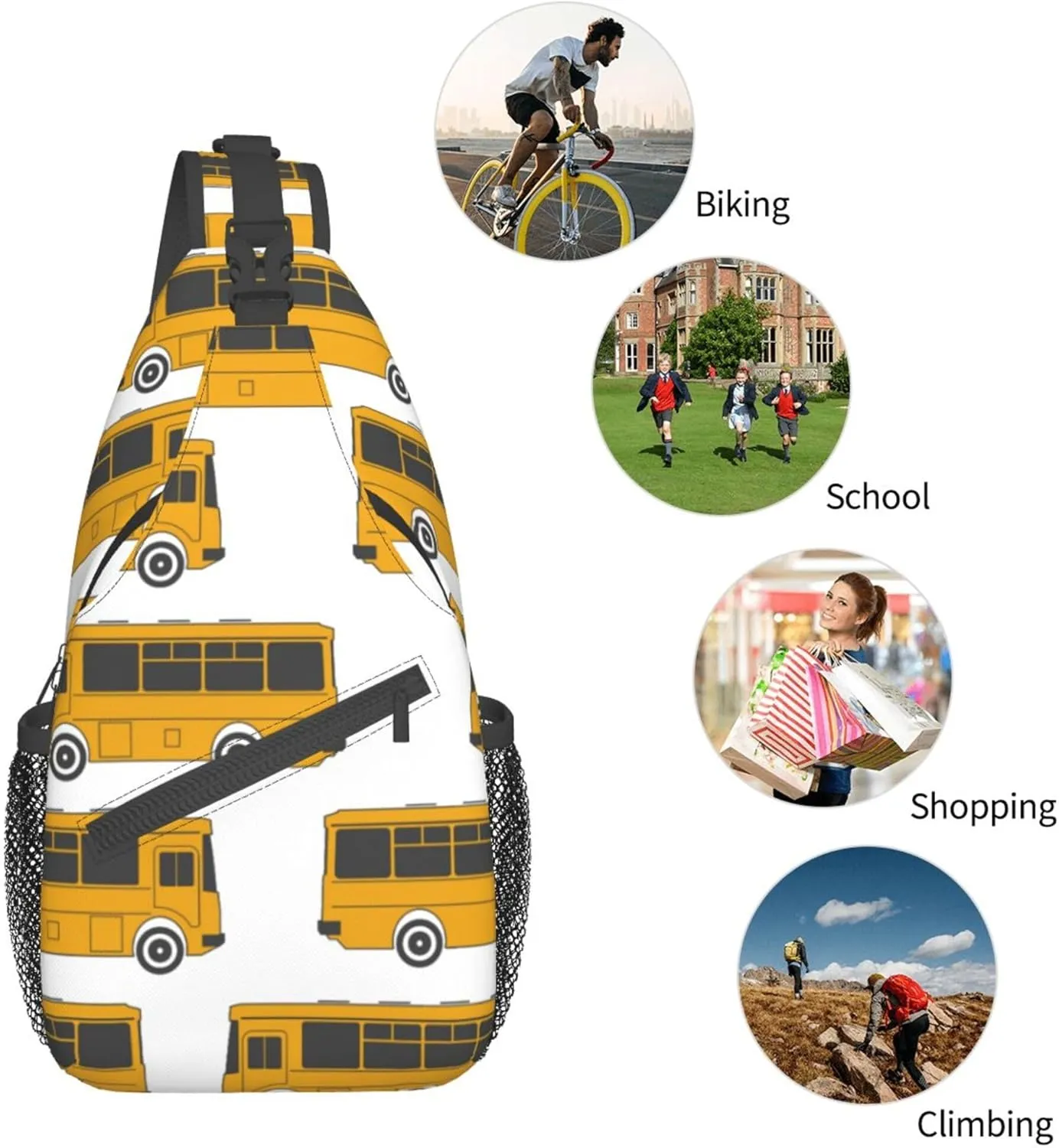 RIMENCH Bus Small Sling Bag For Women Men Casual Crossbody Sling Backpack