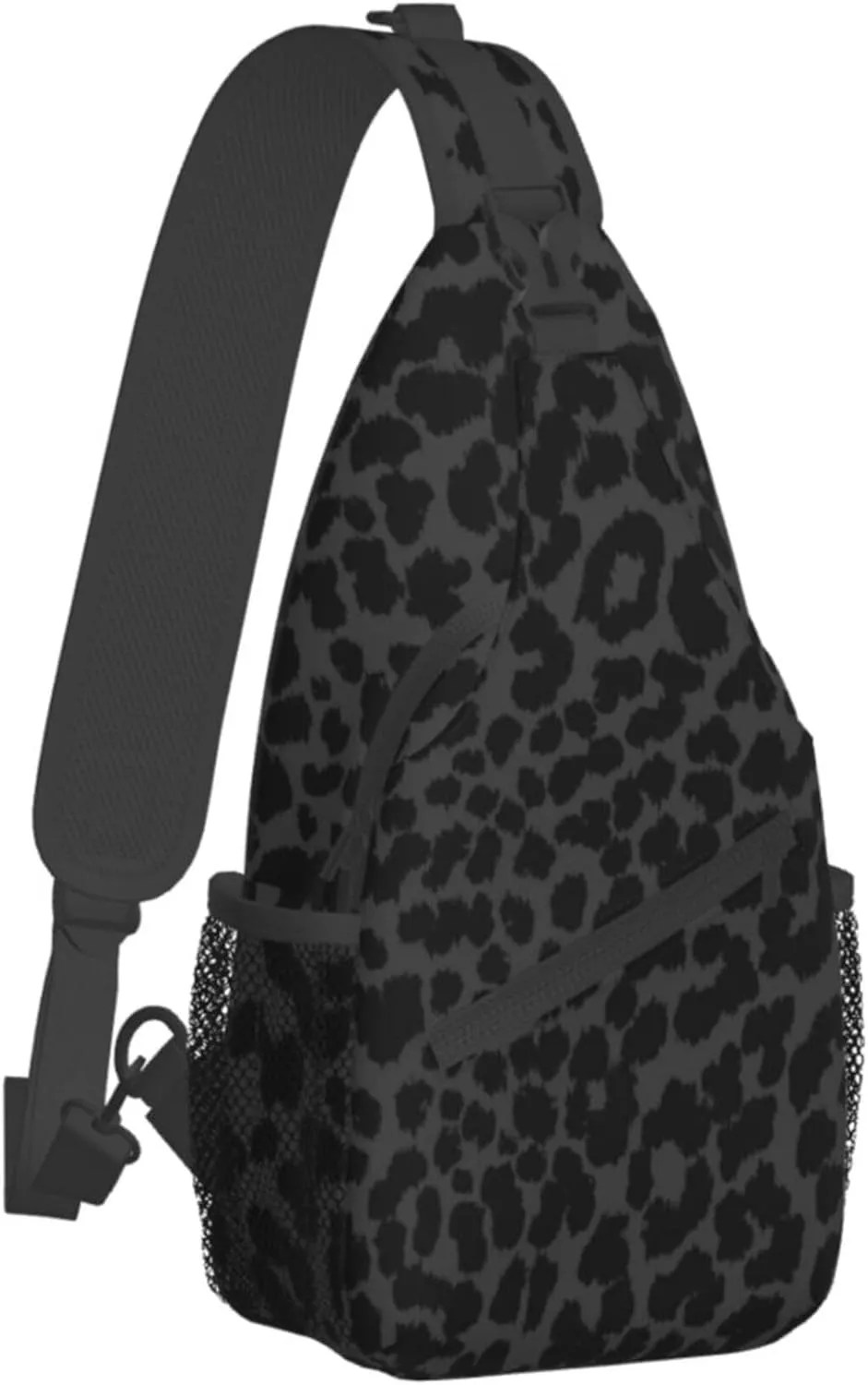 RIMENCH Fashion Sling Bag Waterproof Shoulder Backpack Lightweight Dark Gray Black Leopard Cheetah Print Chest Anti-Theft Crossbody Backpack Casual Outdoor