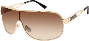 Rocawear R1532 Metal Wrap UV400 Protective Rectangular Shield Sunglasses. Gifts for Men with Flair, 135 mm, Gold & Black