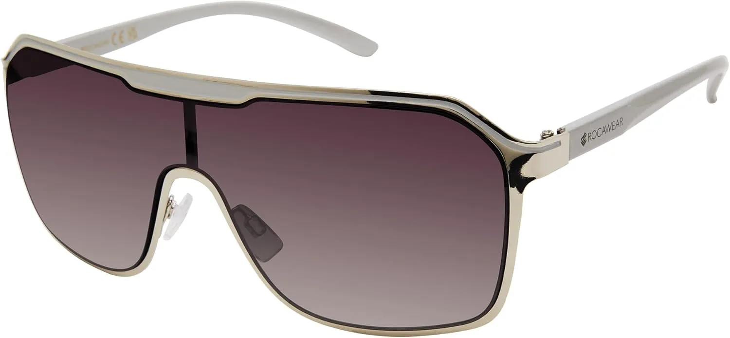 Rocawear R1556 Metal Shield Uv400 Protective Rectangular Sunglasses. Gifts for Men with Flair, 143 Mm
