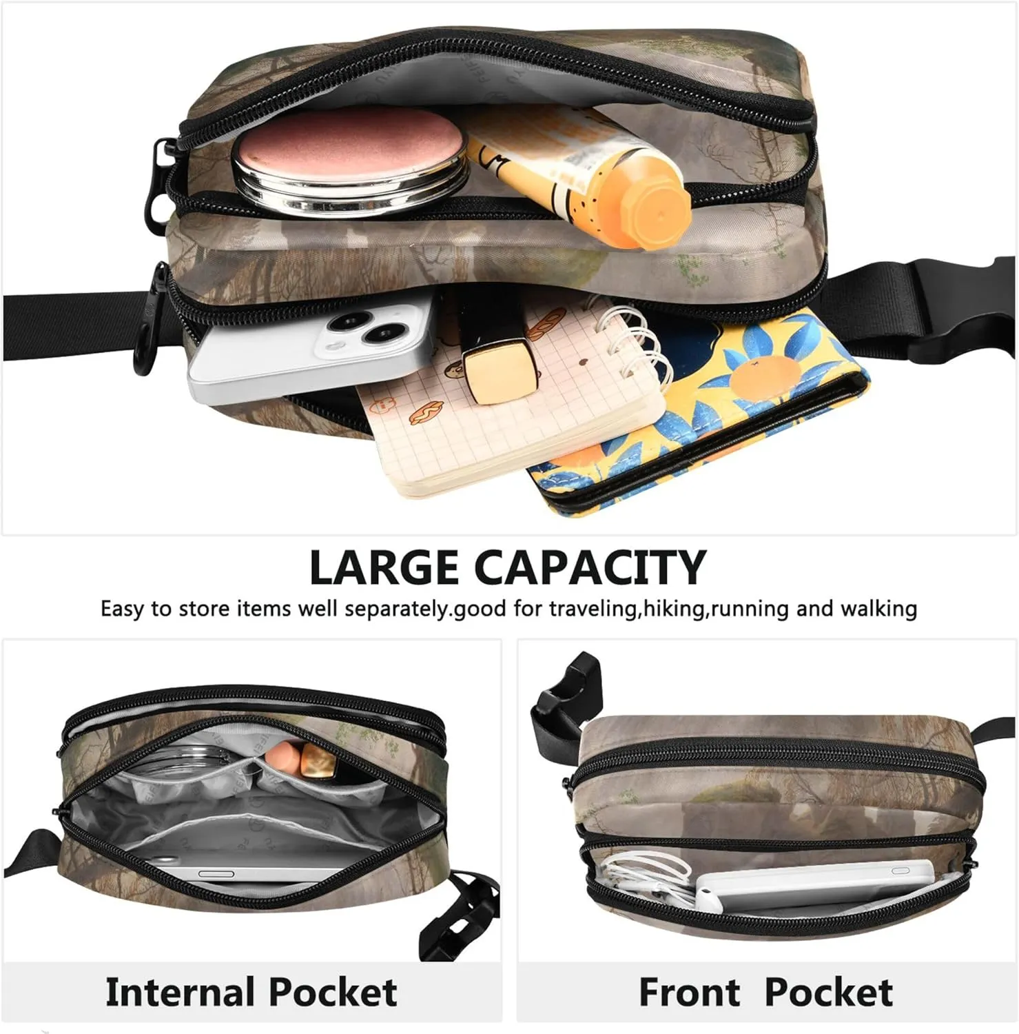 Rocky Landscape Elbe Sandstone Mountains Womens Fanny Pack Anti Theft Belt Bag Waterproof Funky Waist Pouches for Men