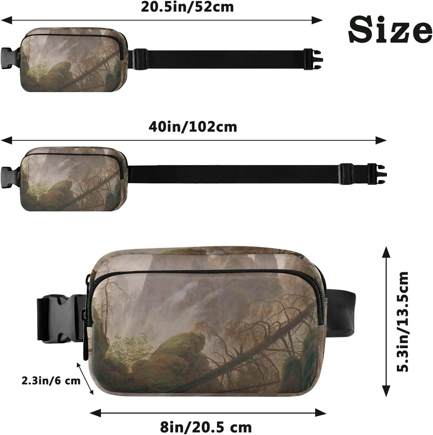 Rocky Landscape Elbe Sandstone Mountains Womens Fanny Pack Anti Theft Belt Bag Waterproof Funky Waist Pouches for Men
