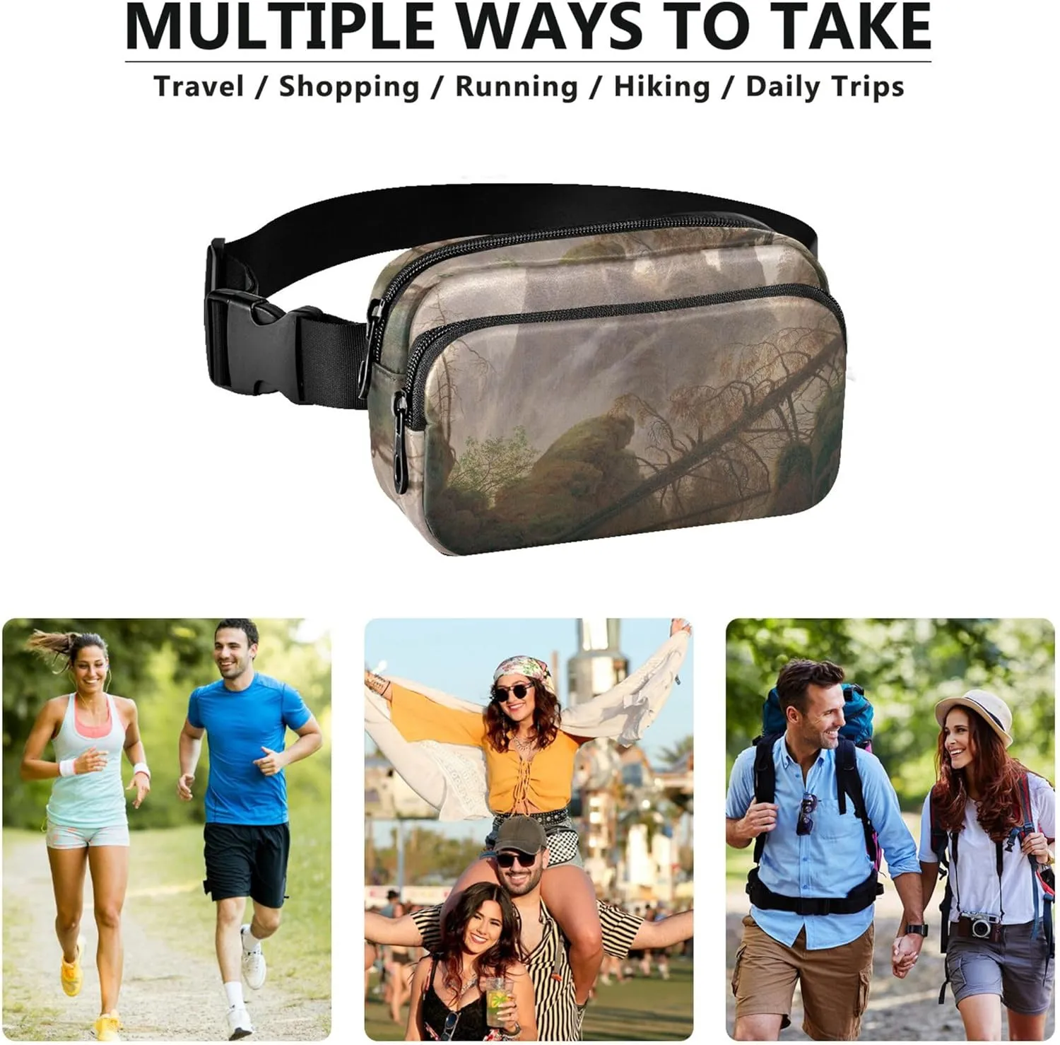 Rocky Landscape Elbe Sandstone Mountains Womens Fanny Pack Anti Theft Belt Bag Waterproof Funky Waist Pouches for Men