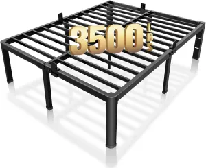 ROIL 18 Inch King Bed Frame with Rounded Corner and Headboard Hole Mattress Retainers 3500LBS Metal Heavy Duty Steel Slats No Box Spring Needed Platform Noise-Free Easy Assembly