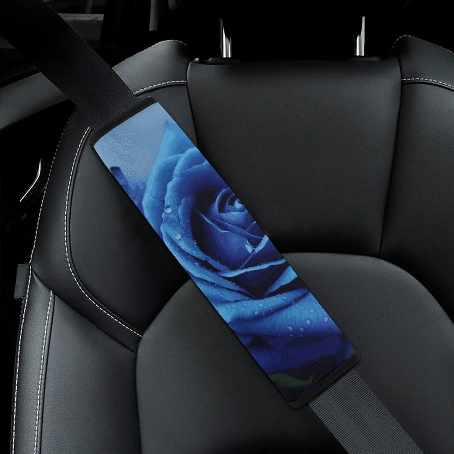 Romantic Blue Rose Auto Seat Belt Cover 1PCS Universal Car Seat Belt Shoulder Protector Pad, Protect Your Shoulders and Neck for Car Seat Belt, Shoulder Bag, Backpack
