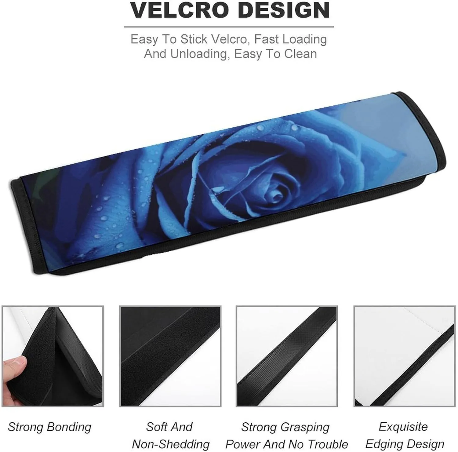 Romantic Blue Rose Auto Seat Belt Cover 1PCS Universal Car Seat Belt Shoulder Protector Pad, Protect Your Shoulders and Neck for Car Seat Belt, Shoulder Bag, Backpack