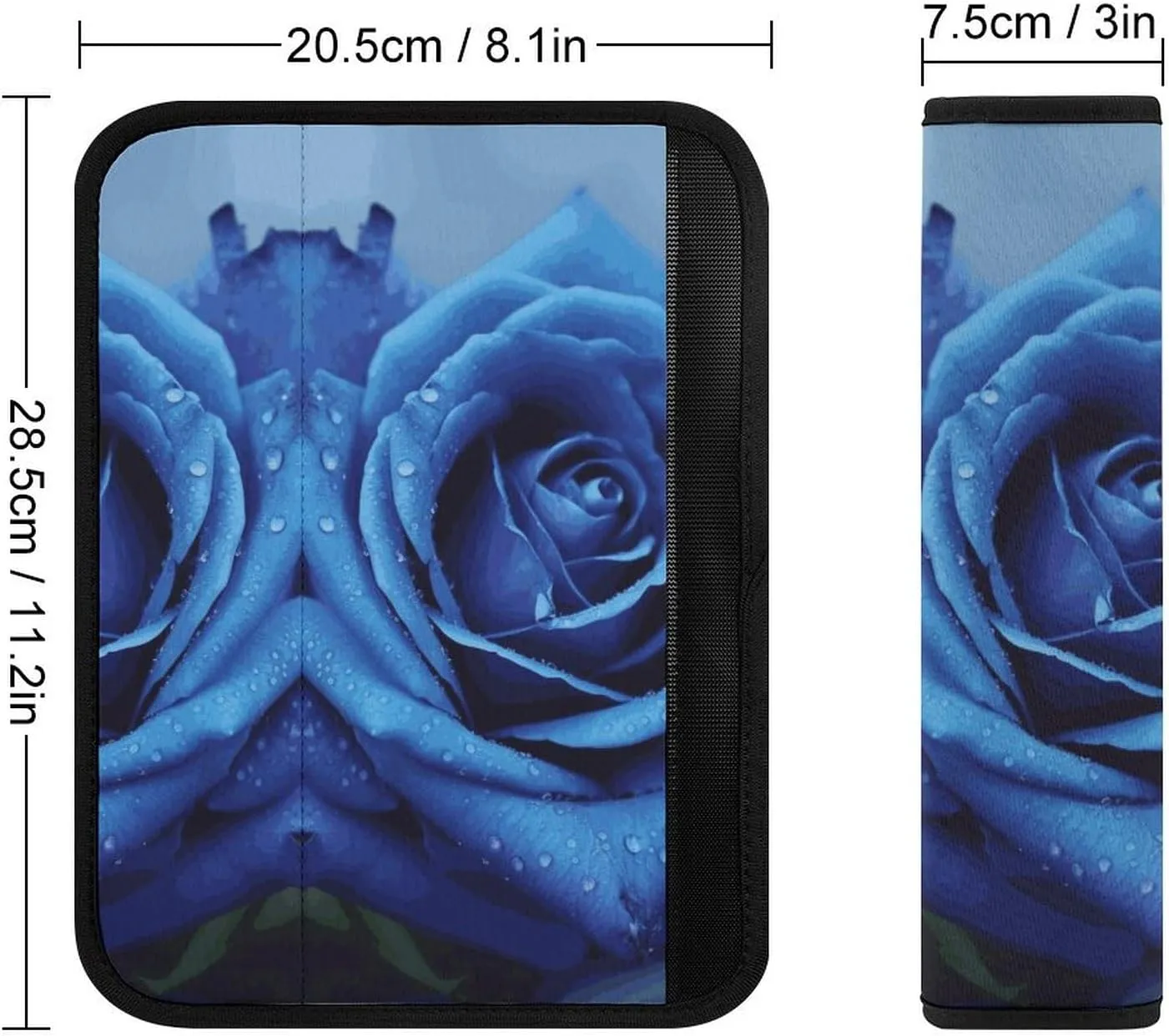 Romantic Blue Rose Auto Seat Belt Cover 1PCS Universal Car Seat Belt Shoulder Protector Pad, Protect Your Shoulders and Neck for Car Seat Belt, Shoulder Bag, Backpack