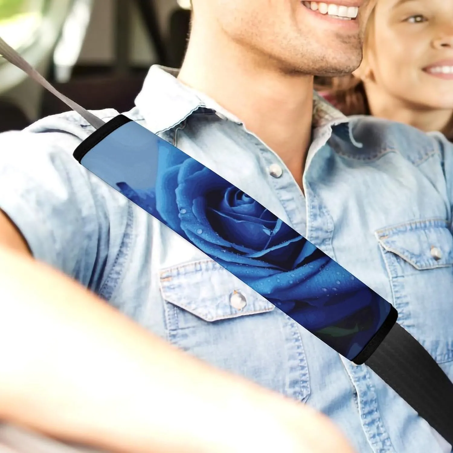 Romantic Blue Rose Auto Seat Belt Cover 1PCS Universal Car Seat Belt Shoulder Protector Pad, Protect Your Shoulders and Neck for Car Seat Belt, Shoulder Bag, Backpack